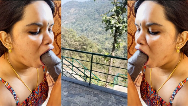 Mallu Aswathy Achu Aunty Blowjob Resort Balcony Sex Clip