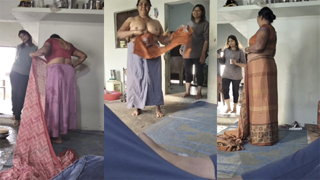 Naughty Mom Changing After Bath – Infront Of Him And Her Sis Viral Video